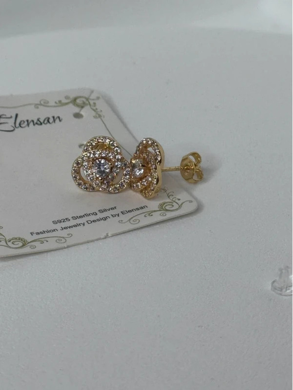 925 gold tone earrings, cz